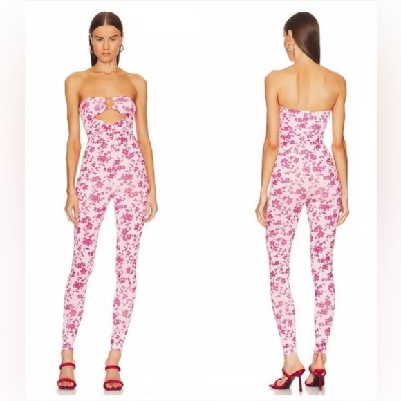 Revolve Lovers + Friends Jasmine Floral Strapless Jumpsuit Size Small - Picture 1 of 9